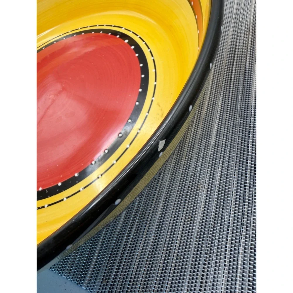 Tabletops Gallery Bohemian Stripe Large 12in Serving Bowl Hand Painted Ceramic